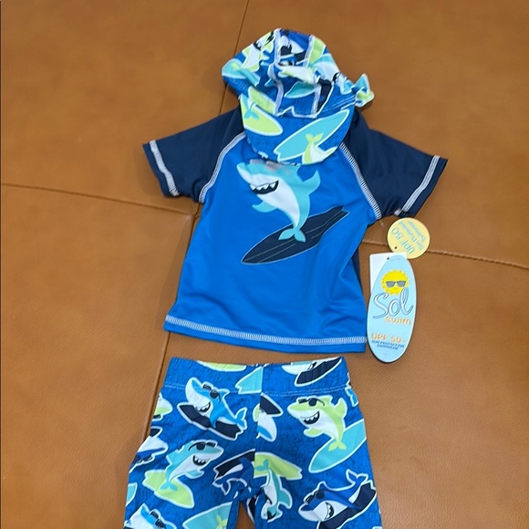 Kids Shark Print Swim Set - Blue - Picture 1 of 4